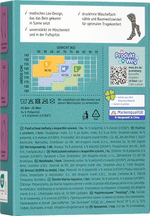 Strumpfhose mit Leo-Muster schwarz Gr. 38/40, 20 DEN Fascino