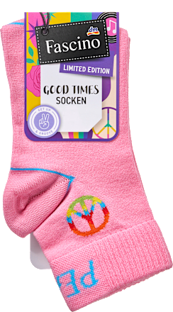 Socken mit kurzem Schaft & Peace-Motiv rosa Gr. 35-38 Fascino