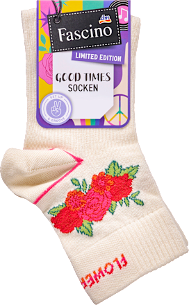 Socken mit kurzem Schaft & Blumen-Motiv weiß Gr. 39-42 Fascino