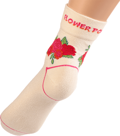 Socken mit kurzem Schaft & Blumen-Motiv weiß Gr. 39-42 Fascino