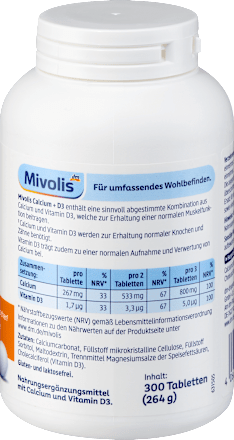 Calcium + D3 Tabletten 300 St Mivolis