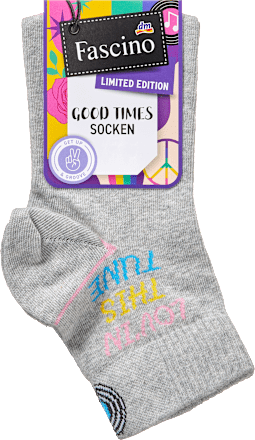 Socken mit kurzem Schaft & Schallplatten-Motiv grau Gr. 39-42 Fascino