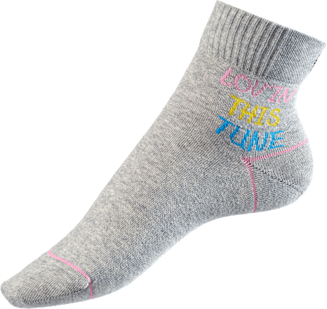 Socken mit kurzem Schaft & Schallplatten-Motiv grau Gr. 39-42 Fascino
