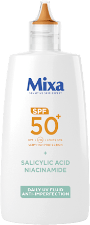 Dnevni ANTI IMPERFECTION UV flud za zaštitu kože od sunca - salicilna kiselina+niacinamid, SPF50+ Mixa