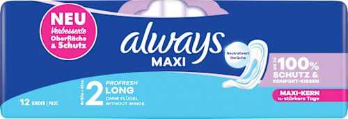 Binden Maxi mit Flügeln Maxi Profresh Long always
