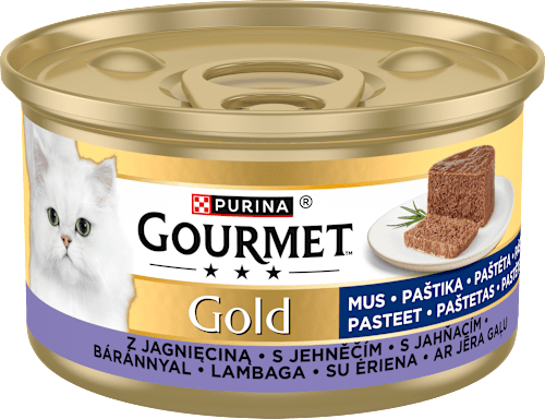 Karma mokra dla dorosłych kotów mus z jagnięciną Gold Purina Gourmet