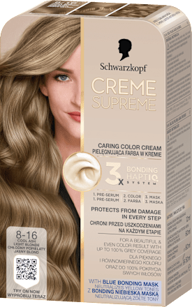 Farba do włosów trwała 8-16 Chłodny Popielaty Jasny Blond Schwarzkopf CREME SUPREME