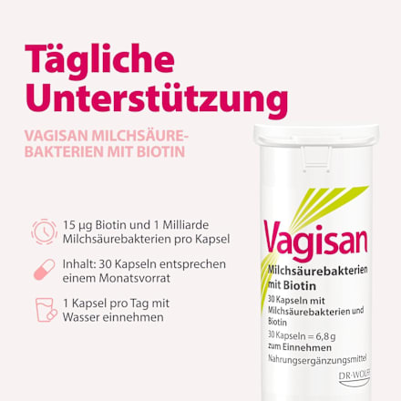 Vagisan Milchsäurebakterien mit Biotin Kapseln 30 St Vagisan