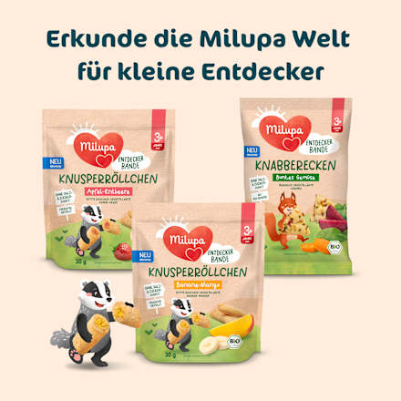 Kindersnack Knusperröllchen Banane-Mango ab 3+ Jahren Milupa