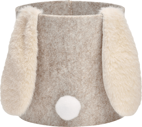 Filzkorb mit Hasenohren & Puschel, beige (16x15 cm) Dekorieren & Einrichten