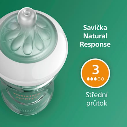 skleněná kojenecká lahev Natural Response 3-6m, 240ml PHILIPS AVENT