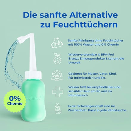 Po- und Intimdusche Mint, inkl. Reisebeutel und Deckel mybidet