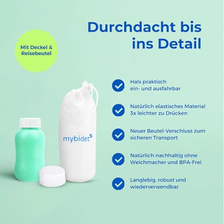 Po- und Intimdusche Mint, inkl. Reisebeutel und Deckel mybidet