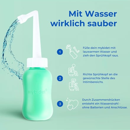 Po- und Intimdusche Mint, inkl. Reisebeutel und Deckel mybidet