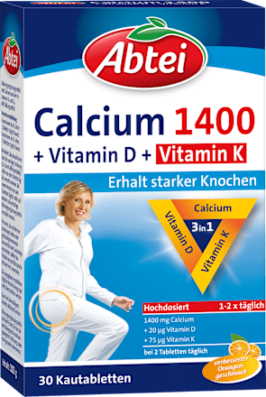 Prehransko dopolnilo Kalcij 1400 + vitamin D + vitamin K Abtei