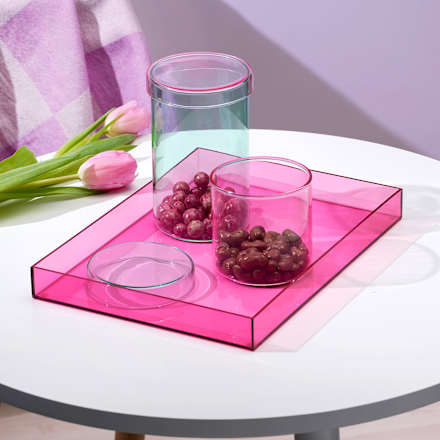 Aufbewahrungsdose aus Glas, rosa/grün (9,5x9,3 cm) dm home