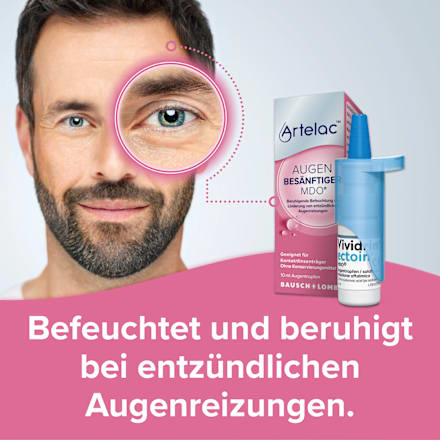 Artelac Augen BESÄNFTIGER MDO 2,4 mg/ml Hyaluronsäure (als Natriumhyaluronat), 20 mg/ml Ectoin, Natriumchlorid,  Natriumhydroxid Artelac