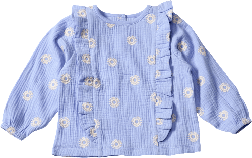 Bluse aus Musselin & mit Blumen-Stickerei, lila, Gr. 128 ALANA