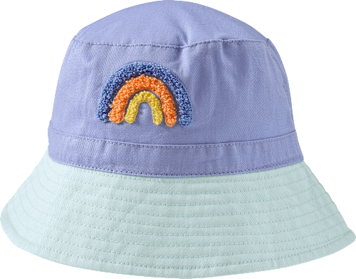 Hut mit Regenbogen-Bouclé-Motiv, lila & blau, Gr. 54/55 ALANA