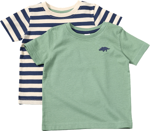 T-Shirts mit Ringel-Muster & 3D-Dino-Print, grün + blau, Gr. 128 ALANA