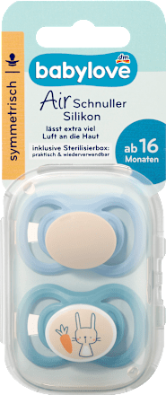 Schnuller Air Silikon symmetrisch, mint/beige & blau/petrol Gr. 3, ab 16 Monaten  babylove
