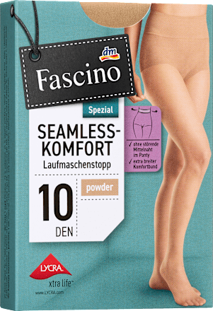 Strumpfhose Seamless-Komfort Laufmaschenstopp powder 10 DEN, Gr. 38/40 Fascino