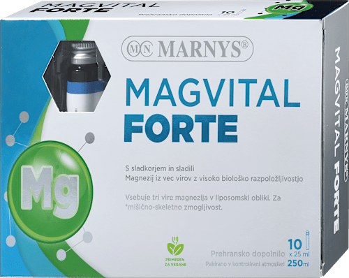 Prehransko dopolnilo MagVital Forte z liposomsko tehnologijo, 3 viri magnezija, 10 × 25 ml MARNYS
