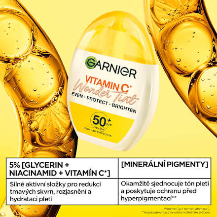 Vitamin C denní pleťový tónovací fluid Wonder Tint, Light 50+ GARNIER
