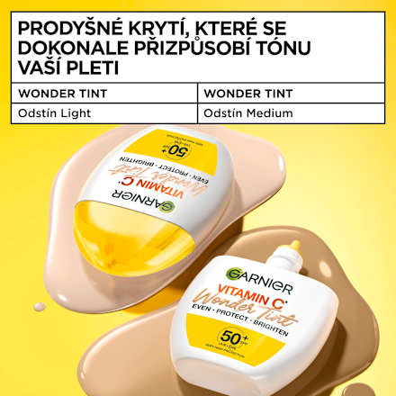 Vitamin C denní pleťový tónovací fluid Wonder Tint, Light 50+ GARNIER