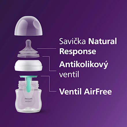 kojenecká lahev Natural Response s ventilem AirFree 0m+, 125ml PHILIPS AVENT