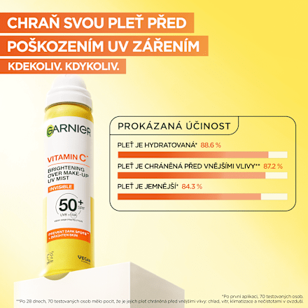 rozjasňující pleťová mlha Vitamín C SPF50+ GARNIER