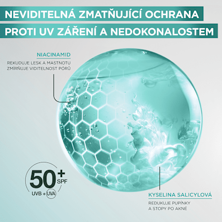 denní fluid zmatňující BHA + NIACINAMID SPF50+ GARNIER PureActive