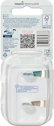 Schnuller Air Silikon symmetrisch, mint/beige & blau/petrol, Gr. 1, 0-6 Monate babylove