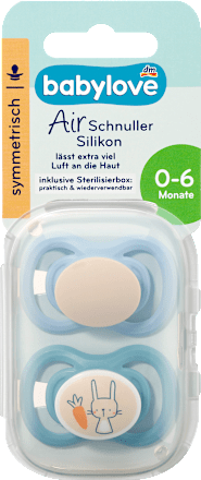 Schnuller Air Silikon symmetrisch, mint/beige & blau/petrol, Gr. 1, 0-6 Monate babylove