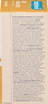 Ceai de mușețel ECO, începând cu luna a 5-a (20 × 1,75 g) babylove