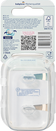 Schnuller Air Silikon symmetrisch, mint/beige & blau/petrol, Gr. 2, 5-18 Monate  babylove