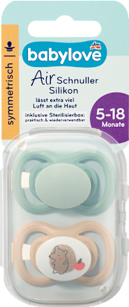 Schnuller Air Silikon symmetrisch, mint/beige & blau/petrol, Gr. 2, 5-18 Monate  babylove
