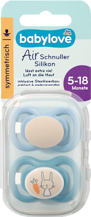 Schnuller Air Silikon symmetrisch, mint/beige & blau/petrol, Gr. 2, 5-18 Monate  babylove