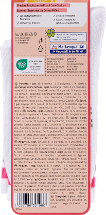 Crew Socken mit Himbeeren-Stickerei weiß Gr. 35-38 Fascino