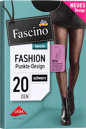 Strumpfhose mit Punkte-Muster schwarz 20 DEN, Gr. 42/44 Fascino