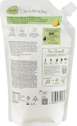 Ricarica sapone liquido alla menta Bio e al bergamotto Bio Pro Climate alverde