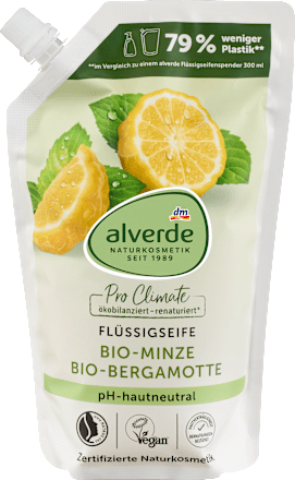 Ricarica sapone liquido alla menta Bio e al bergamotto Bio Pro Climate alverde