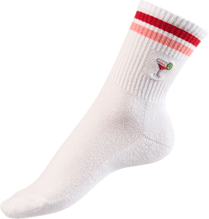Crew Socken mit Cocktail-Stickerei weiß Gr. 35-38 Fascino