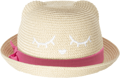 Strohhut Katze mit pinkem Band PURSET