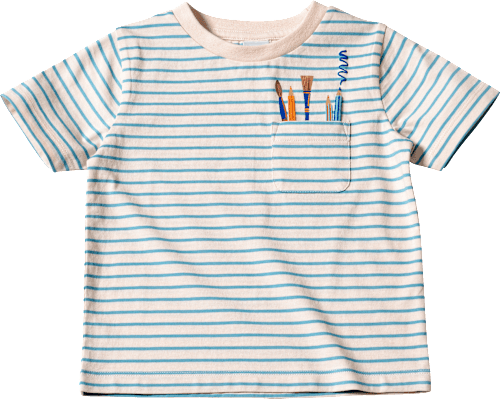 T-Shirt mit Ringel-Muster & Malutensilien-Motiv, blau & weiß, Gr. 110 ALANA