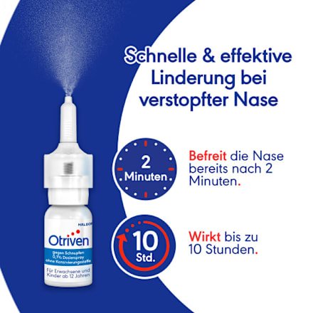 Otriven gegen Schnupfen 0,1 % Dosierspray ohne Konservierungsstoffe Für Erwachsene und Kinder ab 12J. Otriven