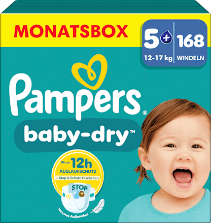 Windeln Baby Dry Gr. 5+ Junior Plus (12-17 kg) Monatsbox Pampers baby-dry