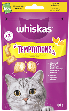 Snack per gatti con pollo TEMPTATIONS whiskas