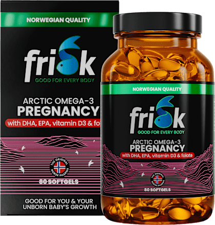 Prehransko dopolnilo omega-3 za nosečnice, vitamin D3 & folat, v kapsulah frisk GOOD FOR EVERY BODY