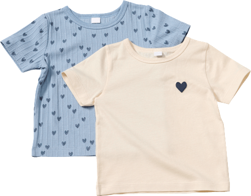 T-Shirts mit Herz-Muster & 3D-Herz-Print, beige + blau, Gr. 116 ALANA